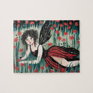 Sprookje in een bloemenweide waterverf legpuzzel