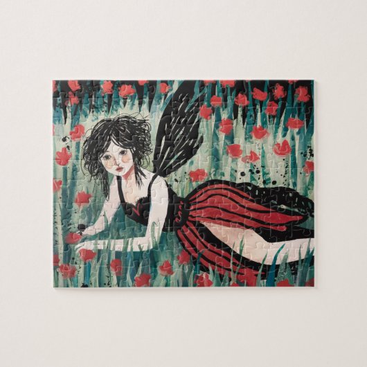 Sprookje in een bloemenweide waterverf legpuzzel (Horizontaal)