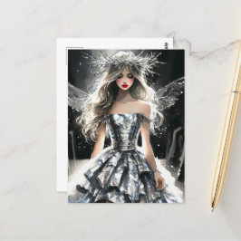 Sprookje in een Mode Show Tinfoil Dress Waterverf Briefkaart