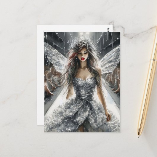 Sprookje in een Mode Show Waterverf Briefkaart (Voorkant / Achterkant in situ)