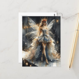 Sprookje in een Mode Shows jurk gemaakt van krante Briefkaart