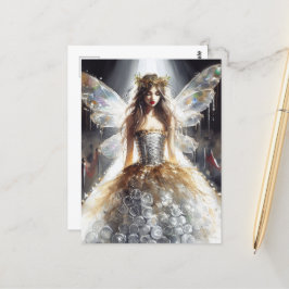 Sprookje in een Mode Shows jurk gemaakt van plasti Briefkaart