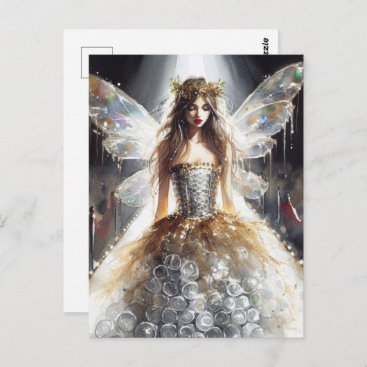 Sprookje in een Mode Shows jurk gemaakt van plasti Briefkaart (Voorkant / Achterkant)
