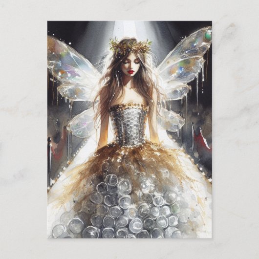 Sprookje in een Mode Shows jurk gemaakt van plasti Briefkaart (Voorkant)