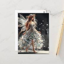 Sprookje in een Mode Shows jurk gemaakt van plasti