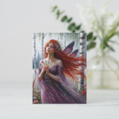 Sprookje in een paarse jurk in Birch Spring Forest Briefkaart (Staand voorkant)