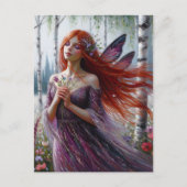 Sprookje in een paarse jurk in Birch Spring Forest Briefkaart (Voorkant)