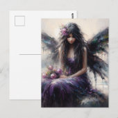 Sprookje in een paarse jurk zittend op een klif aa briefkaart (Voorkant / Achterkant)