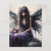 Sprookje in een paarse jurk zittend op een klif aa briefkaart (Voorkant)