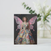 Sprookje in een patchwork quilt jurk briefkaart (Staand voorkant)