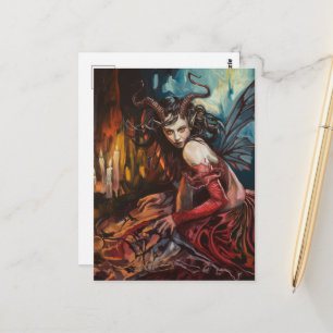 Sprookje in een rode jurk Donkere Fantasie Briefkaart