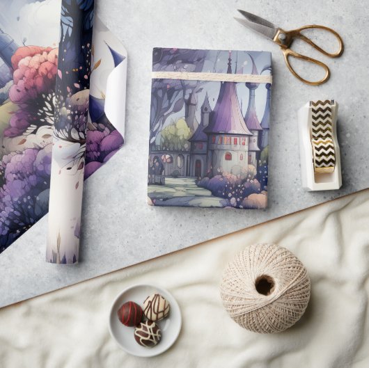 Sprookje in Fairyland Donkerblauw Paarse en Groen Cadeaupapier (Crafts)