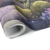 Sprookje in Fairyland Donkerblauw Paarse en Groen Cadeaupapier (Rol Hoek)