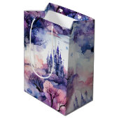 Sprookje in Fairyland Donkerblauw Paarse en Roze Medium Cadeauzakje (Achterkant Gekanteld)