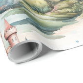 Sprookje in Fairyland Kastelen Pastel Roze Blauw Cadeaupapier (Rol Hoek)