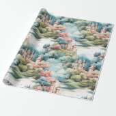 Sprookje in Fairyland Kastelen Pastel Roze Blauw Cadeaupapier (Uitgerold)