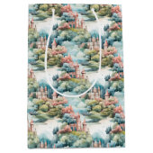 Sprookje in Fairyland Kastelen Pastel Roze Blauw Medium Cadeauzakje (Voorkant)