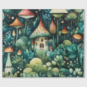 Sprookje in Fairyland Mushroom House Groen Sinaasa Cadeaupapier (Vlak)