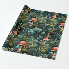 Sprookje in Fairyland Mushroom House Groen Sinaasa Cadeaupapier