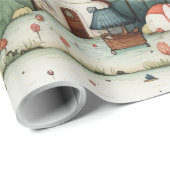 Sprookje in Fairyland Village Groen en Sinaasappel Cadeaupapier (Rol Hoek)