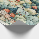 Sprookje in Fairyland Village Groen en Sinaasappel Cadeaupapier (Hoek)