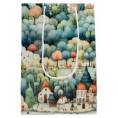 Sprookje in Fairyland Village Groen en Sinaasappel Medium Cadeauzakje (Achterkant)