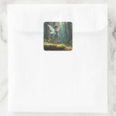 Sprookje in het bos vierkante sticker (Tas)