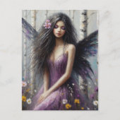 Sprookje in paarse in een berkenbos briefkaart (Voorkant)