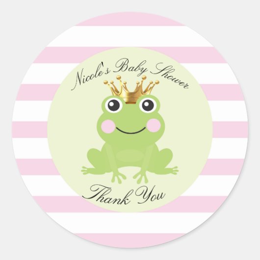 Sprookje Kabouter Prins Baby Borrel Roze Ronde Sticker (Voorkant)