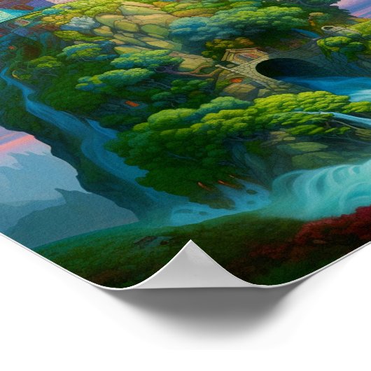 Sprookje Kasteel Fantasie Kunst Poster (Hoek)