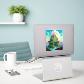 Sprookje Kasteel Fantasie Kunst Sticker (Laptop op bureau)