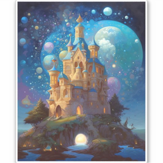 Sprookje Kasteel Fantasie Kunst Sticker (Voorkant)