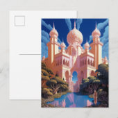 Sprookje Kasteel Roze Wit Goud Fantasy Kunst Briefkaart (Voorkant / Achterkant)