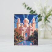 Sprookje Kasteel Roze Wit Goud Fantasy Kunst Briefkaart (Staand voorkant)