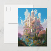 Sprookje Kasteel Roze Wit Goud Fantasy Kunst Briefkaart (Voorkant / Achterkant)