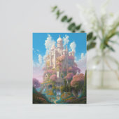 Sprookje Kasteel Roze Wit Goud Fantasy Kunst Briefkaart (Staand voorkant)