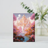 Sprookje Kasteel Roze Wit Goud Fantasy Kunst Briefkaart (Staand voorkant)