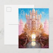 Sprookje Kasteel Roze Wit Goud Fantasy Kunst Briefkaart (Voorkant / Achterkant)
