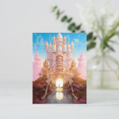 Sprookje Kasteel Roze Wit Goud Fantasy Kunst Briefkaart (Staand voorkant)