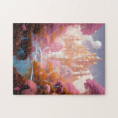 Sprookje Kasteel Roze Wit Goud Fantasy Kunst Legpuzzel (Horizontaal)