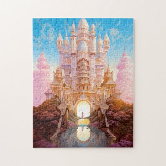 Sprookje Kasteel Roze Wit Goud Fantasy Kunst Legpuzzel (Verticaal)