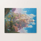 Sprookje Kasteel Roze Wit Goud Fantasy Kunst Legpuzzel (Horizontaal)
