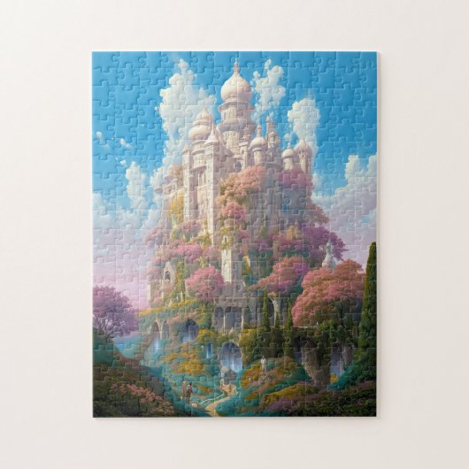 Sprookje Kasteel Roze Wit Goud Fantasy Kunst Legpuzzel (Verticaal)