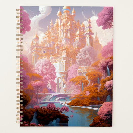 Sprookje Kasteel Roze Wit Goud Fantasy Kunst Planner (Voorkant)