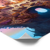 Sprookje Kasteel Roze Wit Goud Fantasy Kunst Poster (Hoek)