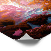 Sprookje Kasteel Roze Wit Goud Fantasy Kunst Poster (Hoek)