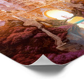 Sprookje Kasteel Roze Wit Goud Fantasy Kunst Poster (Hoek)