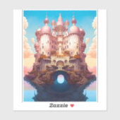 Sprookje Kasteel Roze Wit Goud Fantasy Kunst Sticker (Vel)