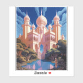 Sprookje Kasteel Roze Wit Goud Fantasy Kunst Sticker (Vel)