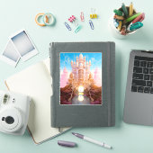 Sprookje Kasteel Roze Wit Goud Fantasy Kunst Sticker (iPad Cover)